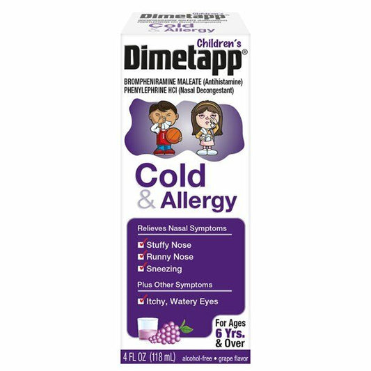 Children's Dimetapp Cold & Allergy, Antihistamine Alcohol-Free Liquid Syrup 4OZ