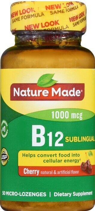 Nature Made Sublingual Vitamin B-12 Micro-Lozenges Supplement 1000 mcg 50 Count