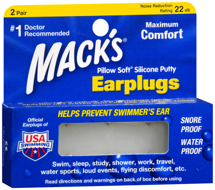 MACKS EAR PLUG PILLO SOFT WHITE NRR22 2PR    X 2 BOXES