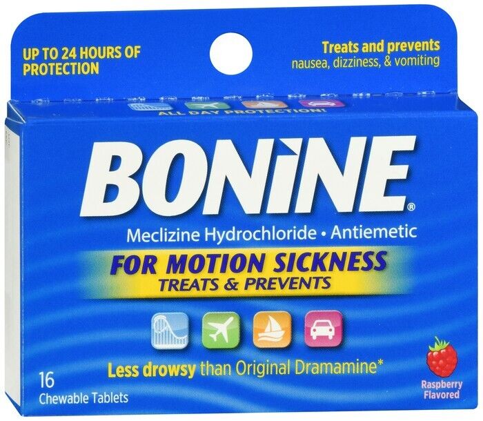 Bonine Motion Sickness Protection Chewable Tablets 16 tablets nausea  x 5 boxes