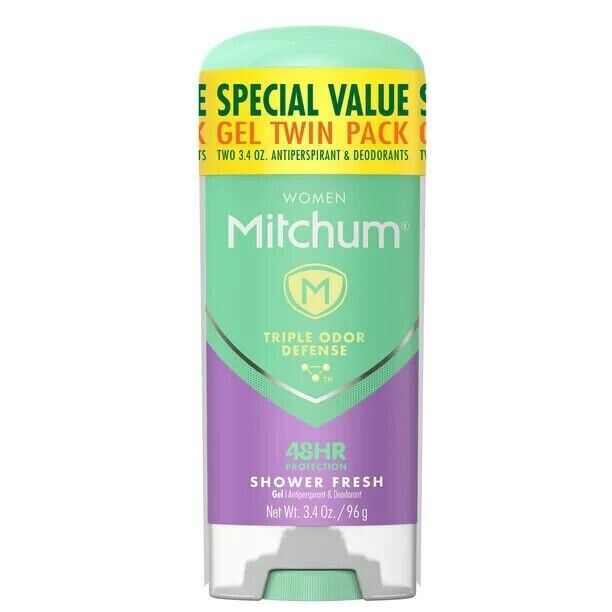 Mitchum Women Defense Shower Fresh Deodorant Gel Twin Pack 3.4oz