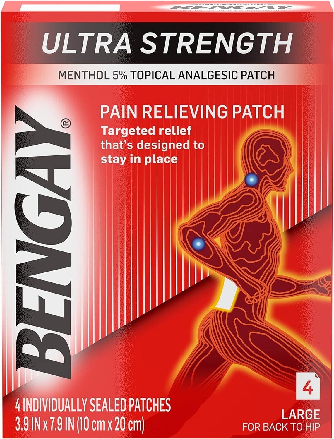 BENGAY PATCH ULTRA STRENGTH LARGE 4CT   menthol TOPICAL ADH. PATCH 5 %