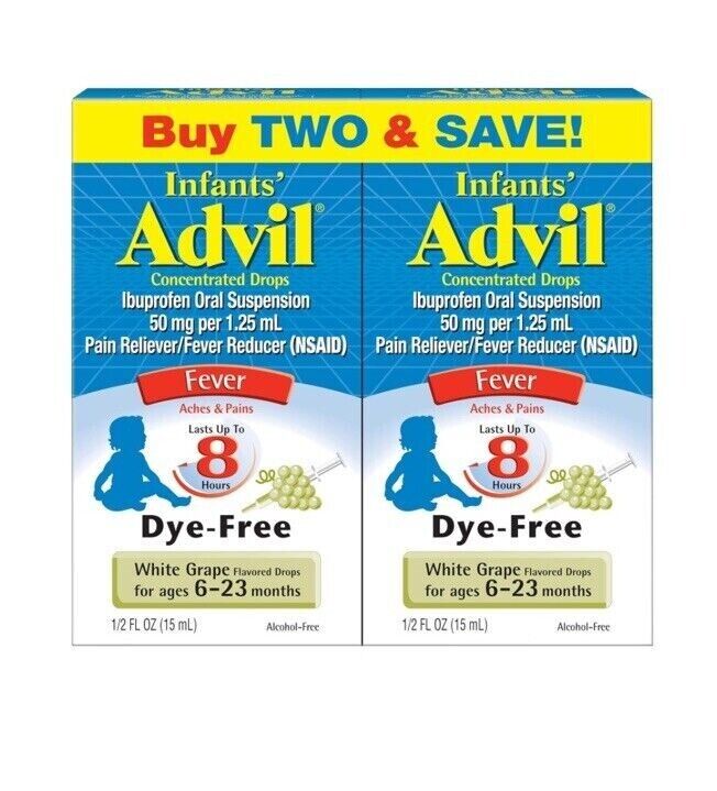 Advil Infants’ Concentrated Drops Pain Reliever Fever Reducer White Grape 2 Pack