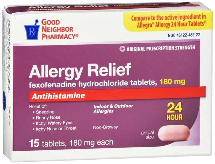 GNP Allergy Relief 24HR 180mg Tablets 15ct