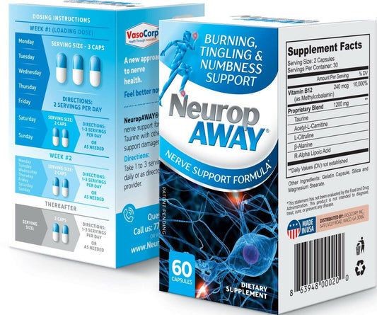 NEUROPAWAY  and NEUROPAWAY PM NERVE SUPPORT CAP 60CT OF EACH VASOCOR