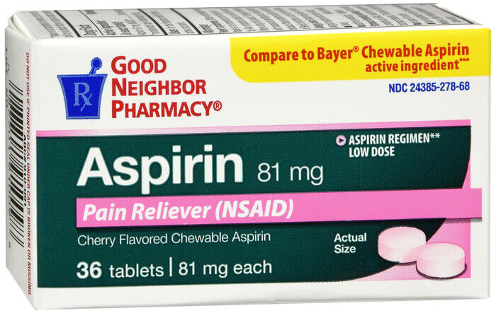 GNP ASPIRIN CHERRY CHEW TAB 36   aspirin ORAL TAB CHEW 81 MG  6 Pack