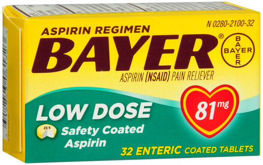 BAYER ASPIRIN LOW DOSE 81MG TABLET 32CT