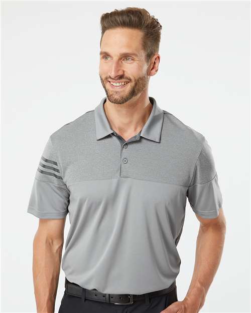 Adidas Heather 3-Stripes Block Polo Sport Shirt A213 S-3XL Golf