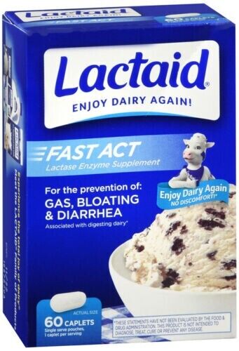 Lactaid Fast Act Lactose Intolerance Relief Pills, 60 single-dose pouches