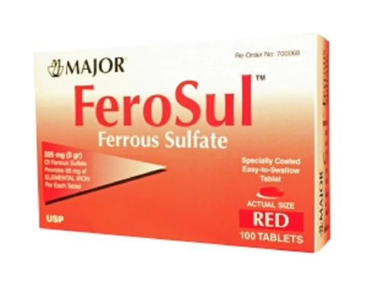 FERROUS SULFATE 325 MG RED TAB 100 (4X25) MAJOR