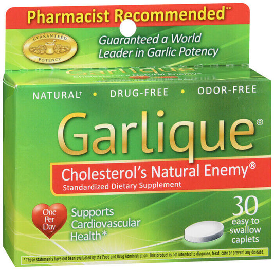 Garlique Standardized Supplement Caplets Support Cardiovascular Health 30 CT X 2