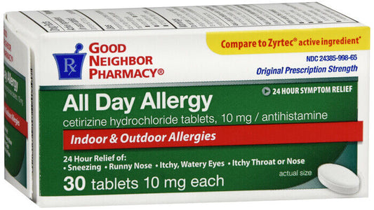 GNP ALLERGY 24HR CETIRIZINE TAB 30CT