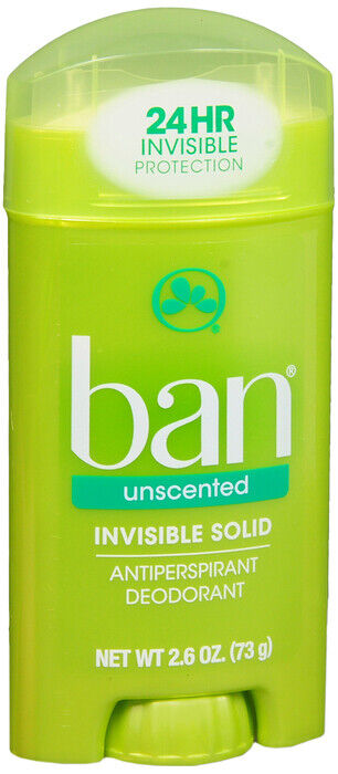 BAN INVISIBLE SOLID ANTIPERSPIRANT UNSCENTED 2.6OZ 3 PACK