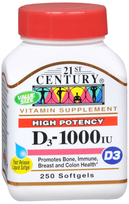 VITAMIN D3 25MCG 1000IU TAB 250CT 21ST CENTURY