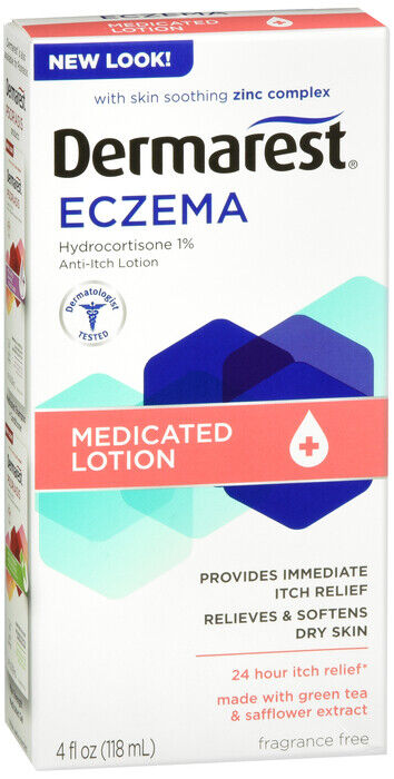 Dermarest Eczema Medicated Lotion 24 Hour Relief of Dry& Itchy Skin 4 Fl Oz X 2