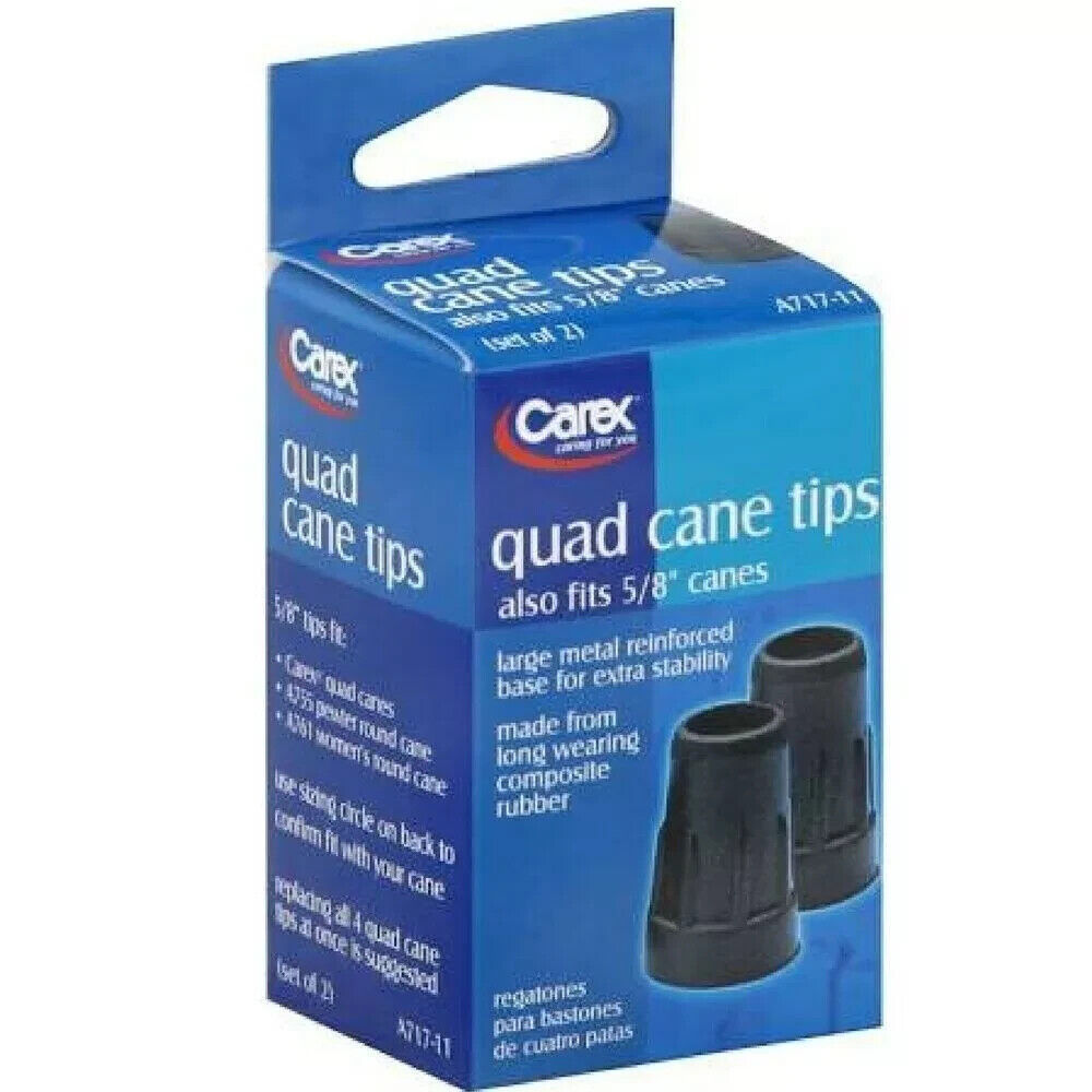 Carex Quad Cane Tips Fits 5/8 In Canes Large Metal Reinforced Base 2 Ct