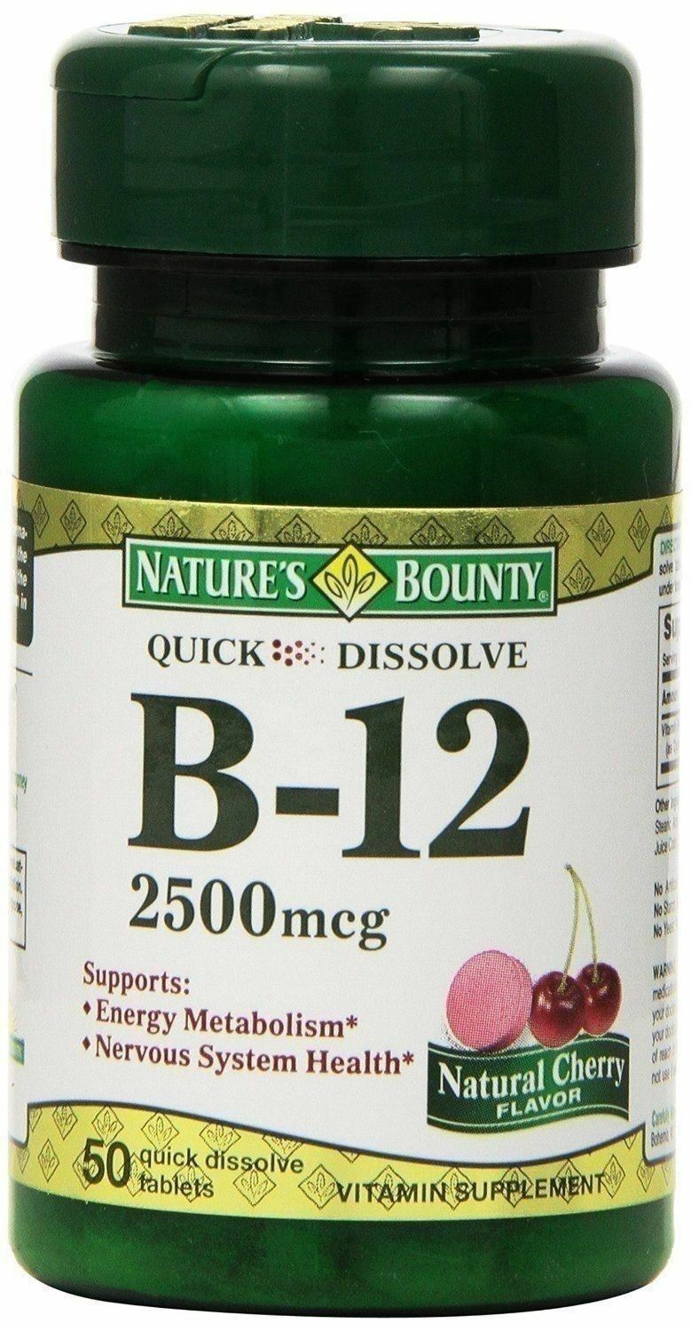 Nature's Bounty Sublingual Vitamin B-12, 2500mcg, 50 Tablets