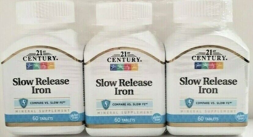 3 PACK - 21st Century Slow Release Iron Tablets, 60 Count Each