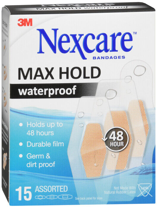 NEXCARE MAX HOLD WATERPROOF  ASSORTED BANDAGE 15CT