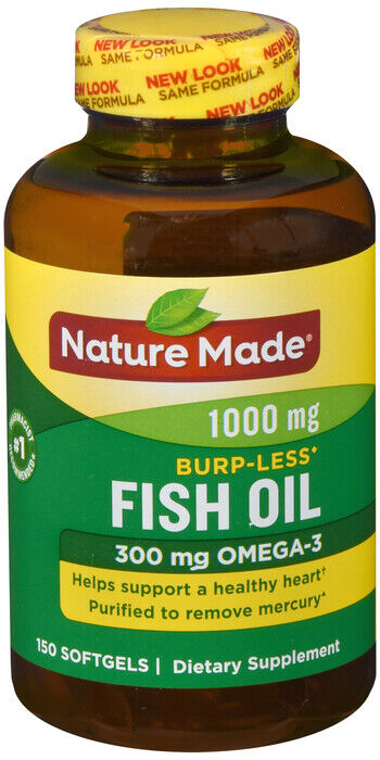 FISH OIL 1000MG BURPLESS SOFTGEL 150CT NATURE MADE