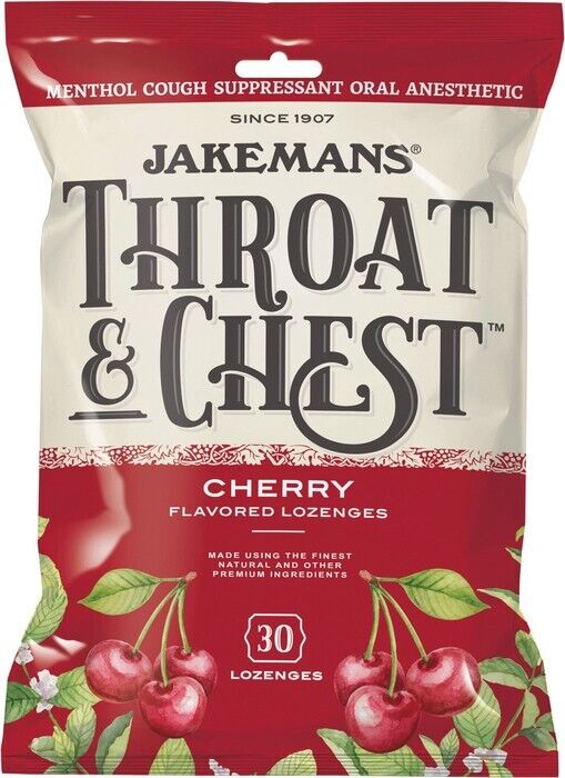 Jakemans Throat & Chest Cherry Flavored Lozenges 30 Lozenges