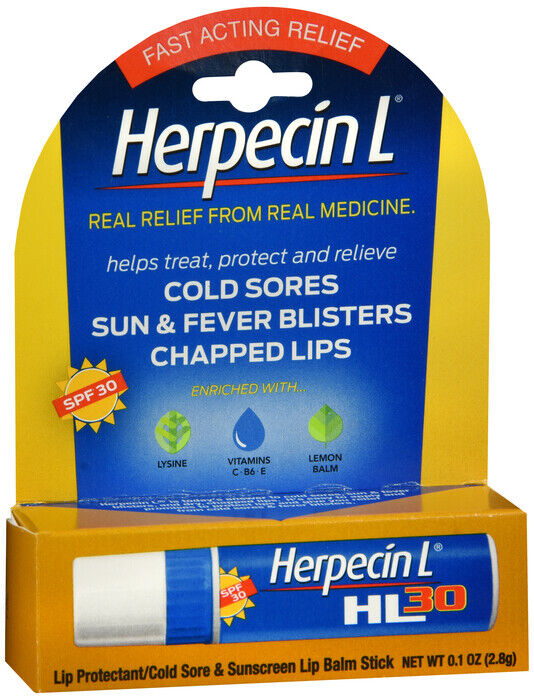 Herpecin L Lip Balm for Cold Sores & Fever Blisters 0.1oz  3 PACK