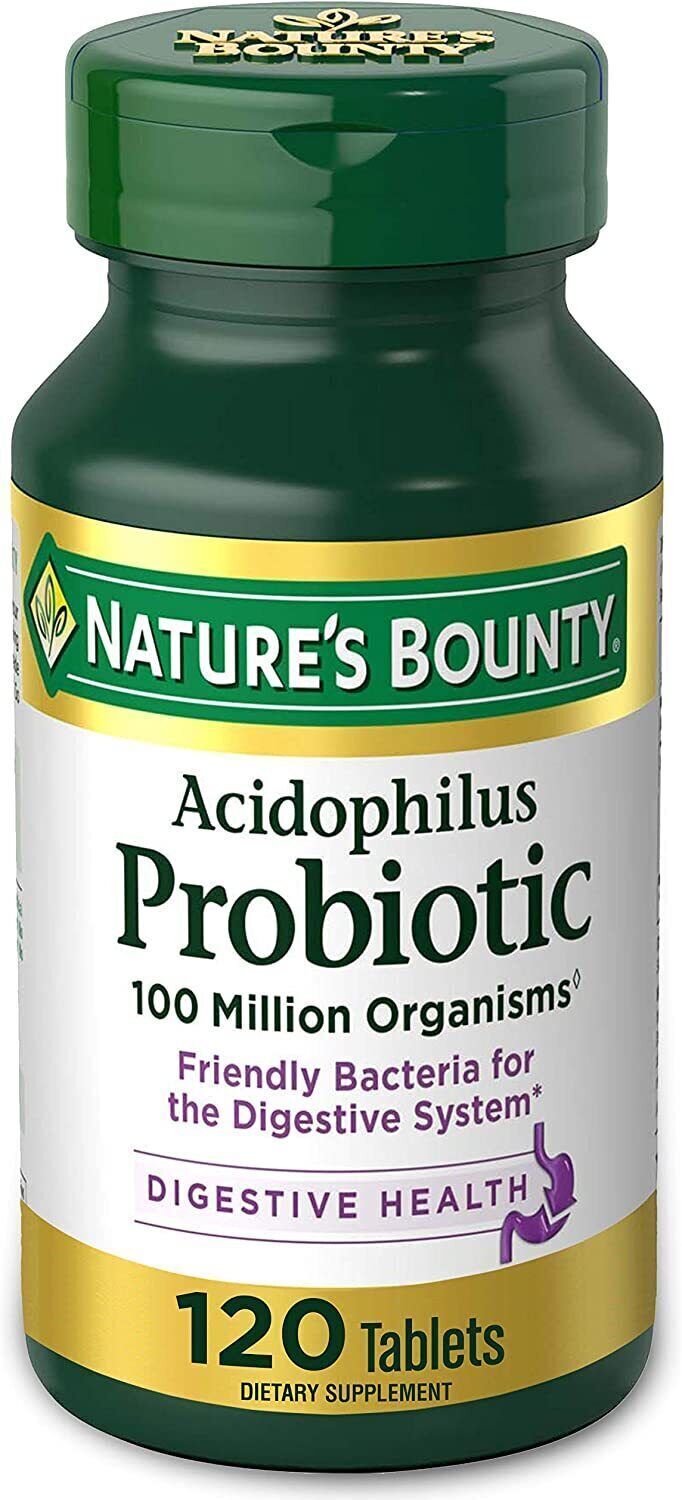 Nature's Bounty Acidophilus Probiotic Supplement Digestive Health 120 tablets