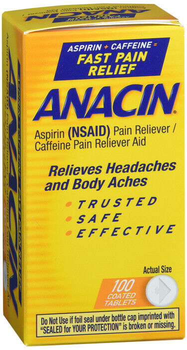 ANACIN TAB 100CT    aspirin/caffeine ORAL TABLET 400MG-32MG x 2 bottles