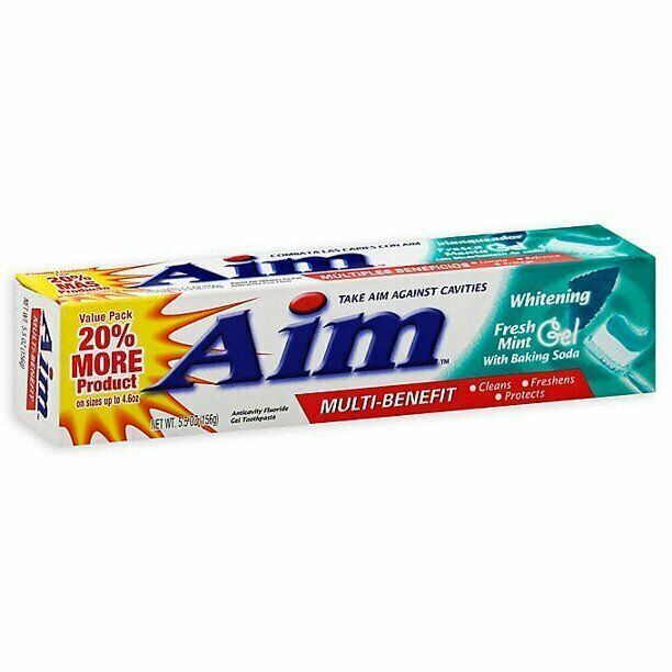 Aim Whitening with Baking Soda Fluoride Gel Toothpaste Fresh Mint 6 Oz Pack of 5