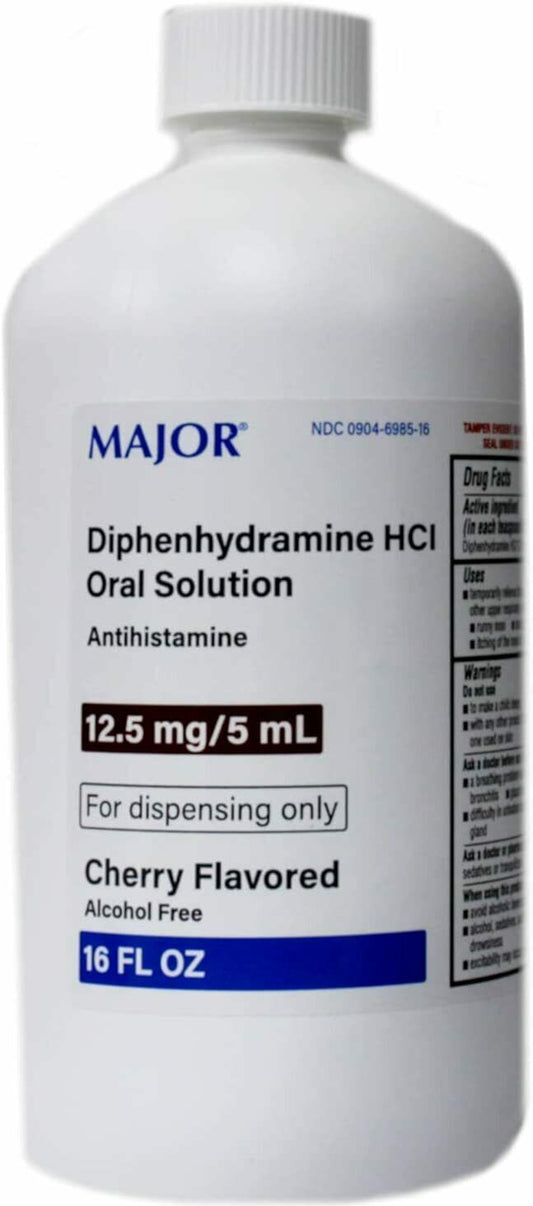 Major Diphenhydramine Liquid 12.5mg/5ml Cherry 16oz