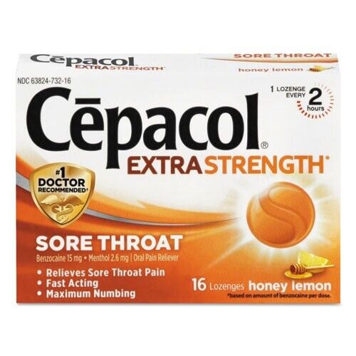 Cepacol Extra Strength Sore Throat Lozenges, Honey Lemon, 16 Lozenges