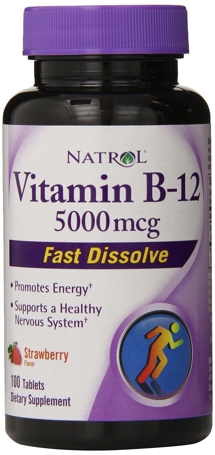 Natrol Vitamin B12  Fast Dissolve  Strawberry, 5000 mcg, 100 Count