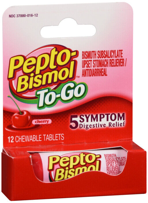 PEPTO BISMOL TO GO CHEW TAB CHERRY 12CT  bismuth subsalicylate ORAL TAB CHEW 260