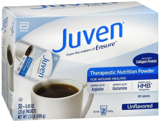 Juven Unflavored Therapeutic Nutrition Drink Mix for Wound Healing 30 packets