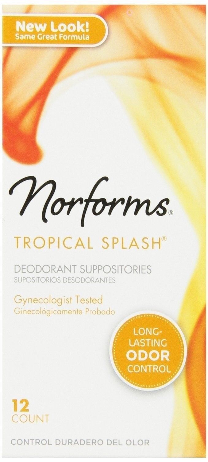 Norforms Tropical Splash Feminine Deodorant Suppositories, 12 Count  X 3 BOXES