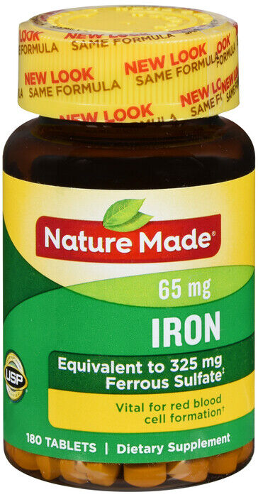 NATURE MADE IRON 65MG TABLETS 180 CT   ferrous sulfate ORAL TABLET 325(65) MG