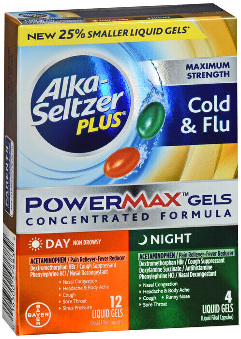 ALKA-SELTZER PLUS POWERMAX LIQUIGELS DAY/NITE 16CT  COLD AND FLU