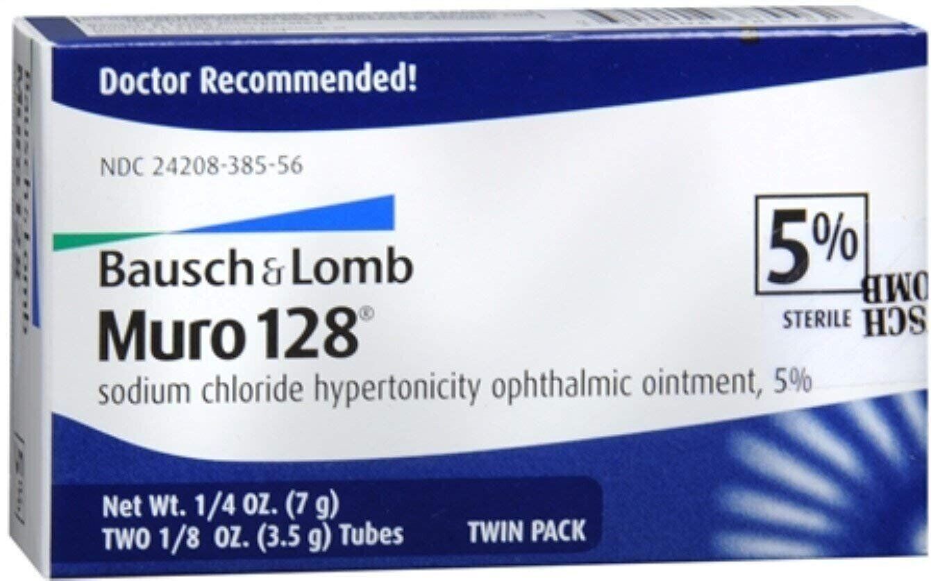 Bausch + Lomb Muro 128 Hypertonicity Ophthalmic Ointment Twin Pack 0.25oz 3 Pack