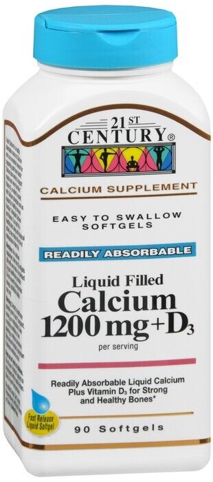 21st Century Liquid Filled Calcium 1200 mg + D3 90 Caps