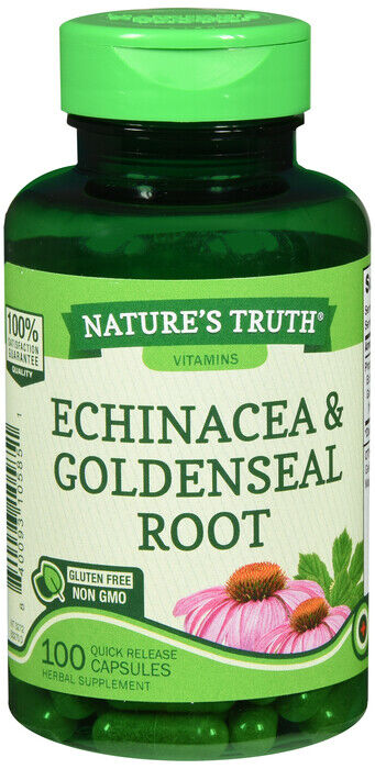 Nature's Truth Natural Whole Herb Echinacea & Goldenseal Root Capsules 100 Count