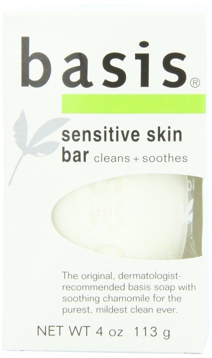 Basis Sensitive Skin Bar, Cleans + Soothes, 4-Ounce Bar