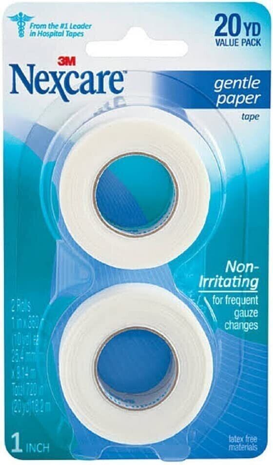 Nexcare Gentle Paper Tape Refill Rolls 2 rolls / pack 1"x10yd