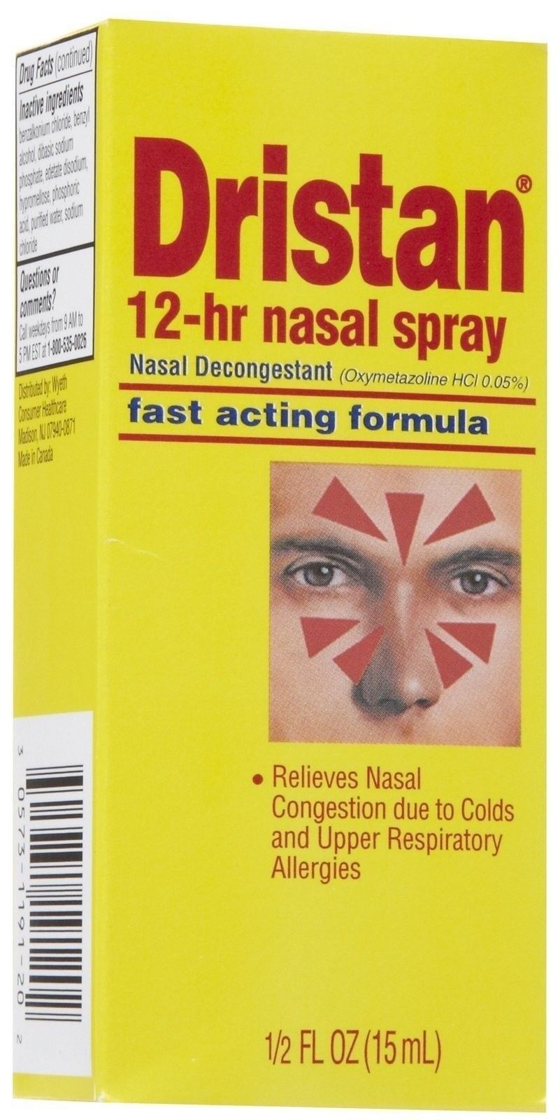 Dristan 12-Hour Nasal Spray Decongestant Fast Acting- 0.5 oz (15mL)