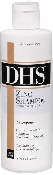 DHS Zinc Shampoo 8 Oz, Controls symptoms of Dandruff Sebhorrheic Dermatits