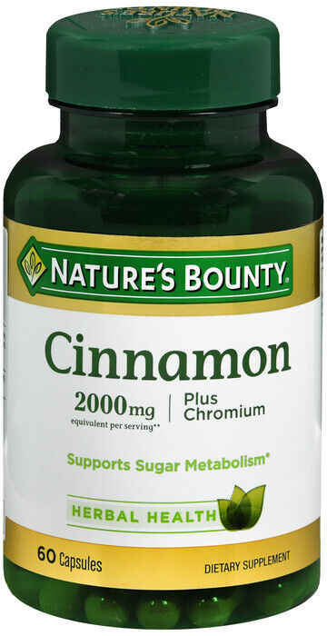 Nature’s Bounty Cinnamon 2000mg, Plus Chromium, 60 Capsules