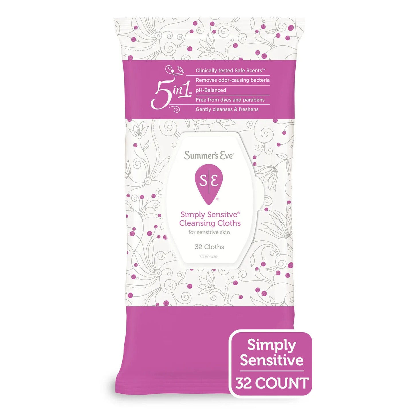 SUMMERS EVE SIMPLY SENSITIVE CLEANS WIPE 32CT