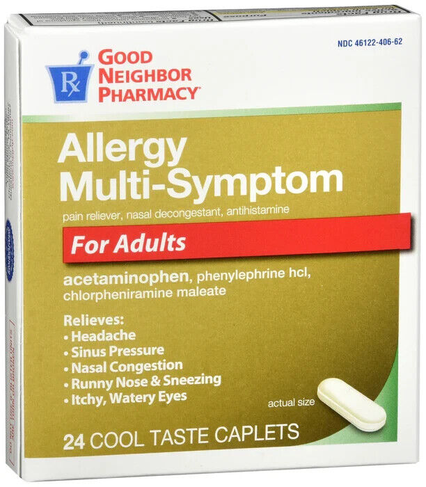 GNP ALLERGY MULTI-SYMPTOM COOL TASTE CAPLETS 24CT