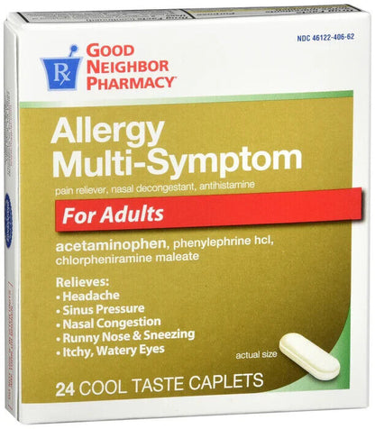 GNP ALLERGY MULTI-SYMPTOM COOL TASTE CAPLETS 24CT