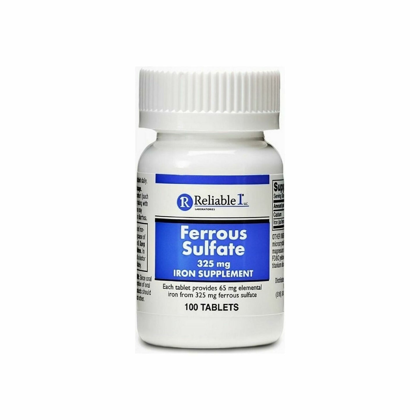 Reliable-1 Laboratories Ferrous Sulfate 325 mg, Iron supplement 100 ea X 2