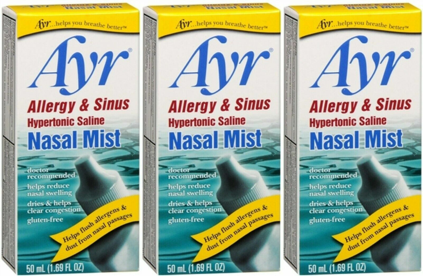 Ayr Allergy & Sinus Hypertonic Saline Nasal Mist, 1.69 oz (3 Pack)